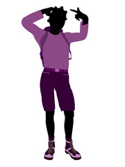 African American Teen Hiker Silhouette