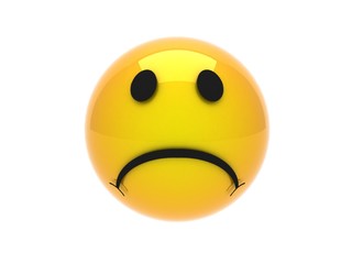 Isolated glossy 3d standard sad smiley