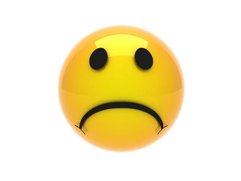 Isolated glossy 3d standard sad smiley