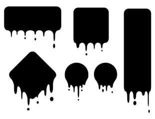set of black dropping shapes in vector mode