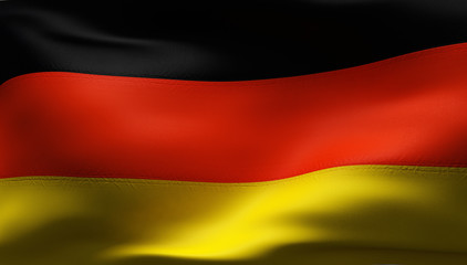 Creased German cotton flag with visible stitch