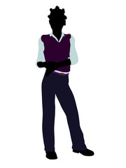 African American Teenager Illustration Silhouette