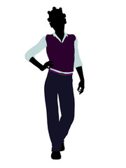 African American Teenager Illustration Silhouette