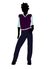 African American Teenager Illustration Silhouette