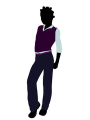 African American Teenager Illustration Silhouette