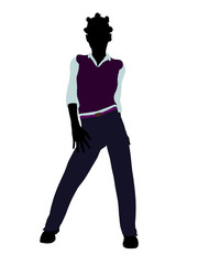 Fototapeta premium African American Teenager Illustration Silhouette