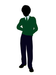 African American Teenager Illustration Silhouette
