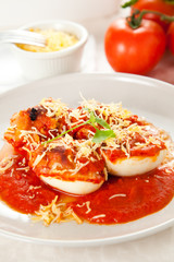 stuffed eggs with tomato cheese
