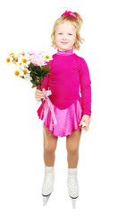 Skates girl wih flowers.
