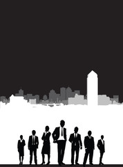 cityscape with business people