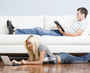 Couple Relaxing in Living Room