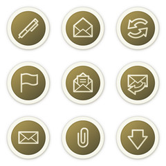 E-mail web icons,  brown circle buttons series