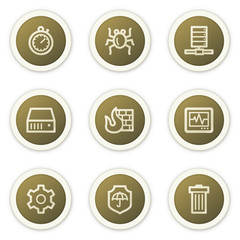 Internet security web icons, brown circle buttons series