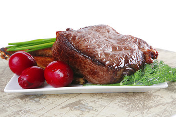 beef served with vegetables