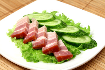 Bacon and green cucumber