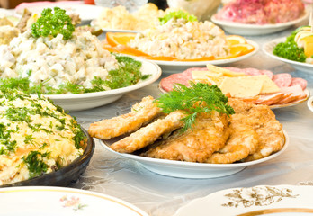 Chops and cutlets. Banquet in the restaurant