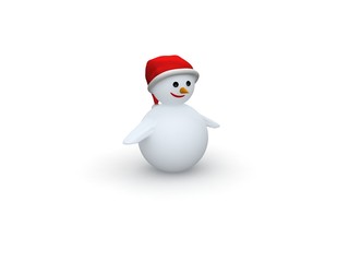 snowman with Santa Claus hat isolated on white background