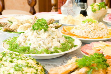 Tasty dishes. Banquet in the restaurant