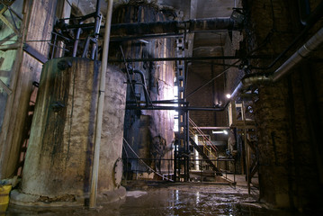 inside of abandoned old rusty industrial plant