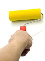 Yellow Roller for renovation in hand