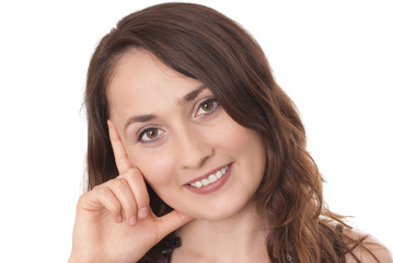 Happy woman wIth hand gesture