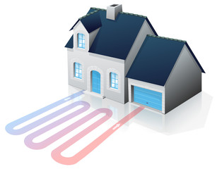 Pavillon bourgeois et géothermie de surface (reflet) © Onidji