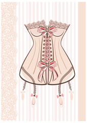 Corset with ribbon and lace