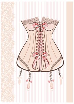 Corset with ribbon and lace