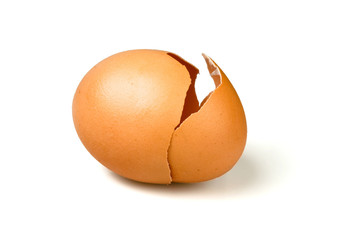 Broken empty egg with a opening crack (with clipping path)
