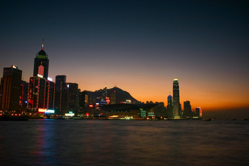 Sunset scene in Hong Kong Island side (Hong Kong, China)