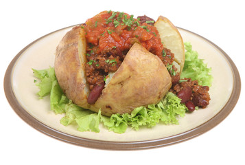 Baked Potato with Chili & Salsa