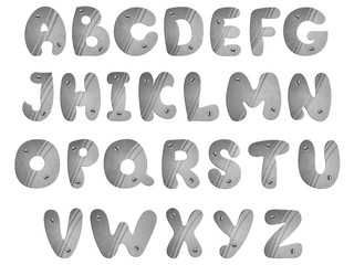 Alphabet - letters from metal with rivets
