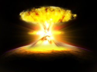 explosion champignoàn atomique dans la galaxie