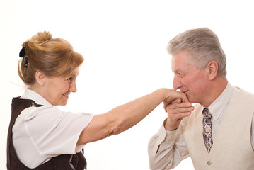 man kisses the hand of an  woman