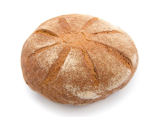 fresh round bread on white background