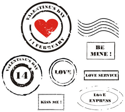 Grunge Valentine's day post stamps