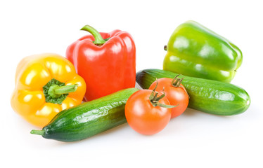 Fresh Ripe Vegetables Isolated on White