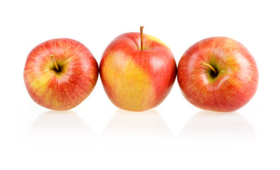 Three Ripe Red Apples Isolated