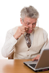 businessman with laptop on white background