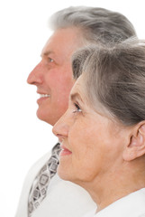 elderly couple on a white background