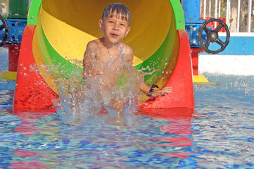Boy in the water park