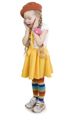 Surprise fashionable little girl.