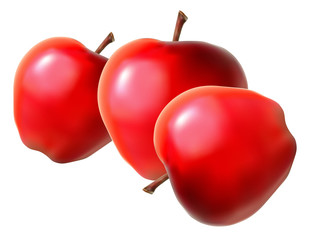 Three red apples
