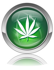 MARIJUANA Web Button (Green Cannabis Leaf Drugs Addiction Sign)