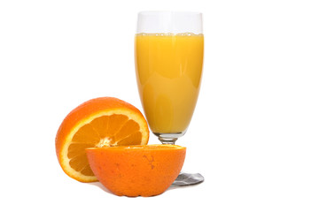 fresh orange juice on white