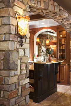 Stone Archway in Affluent Home