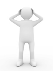 man keeps hands head. Isolated 3D image