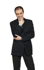 smiling worker on white