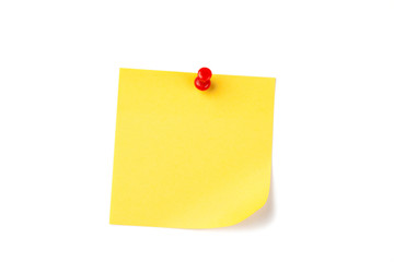 yellow note paper with red pin