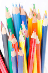Color pencils on white background.